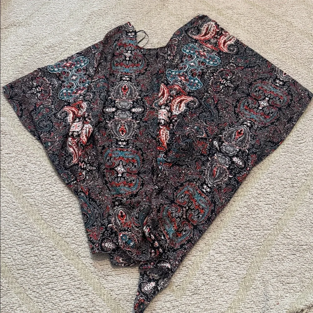 EARTHBOUND Multicolor Paisley Poncho One Size - Picture 3 of 3